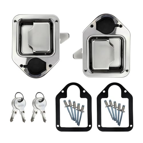 Tool Box Latch Replacement 2 Pack 304 Stainless Steel Paddle Latch Lock with Keys Truck Tool Box Locks for RV Trailer UTV ATV 4-3/8 x 3-1/4