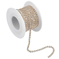 PEARLY JUN Crystal Rhinestone Trim Chain - 10 Yards Roll, Light Peach Champagne Gold, SS6 2mm, For DIY Clothing & Wedding Decor - View #9