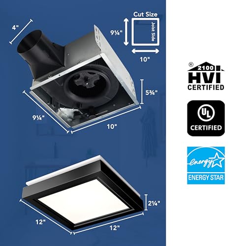 Image of Broan-NuTone 110 CFM Decorative Bathroom Exhaust Fan with LED Light and Matte Black Trim, ENERGY STAR certified