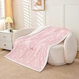 Homewish Rosa Weihnachten Decke Sofa Coquette Bow Schneeflocke Fleecedecken Bowknot Floral Anfangsbuchstabe U Kuscheldecke Flauschig 75x100cm Monogrammierte Träumige Prinzessin Stil Couch Fleece Decke