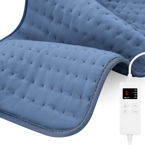 Image of Heating Pad for Back Neck Leg Shoulder Pain Relief, Auto Shut Off Moist Heating Option Soft Plush, Electric Heating Pads for Mothers /Farthers Day Christmas Gift