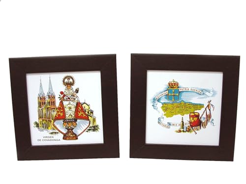 CUADRO MADERA LISO PEQUEÑO AZULEJO SOUVENIR ASTURIAS COVADONGA (EL PRECIO ES PARA 1 UNIDAD. ENVIAR MENSAJE ESPECIFICANDO CUAL DESEA ESCOGER, SI NOS ES POSIBLE)
