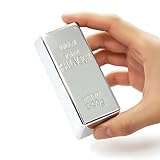 SABLUE Fake Silver Realistic Novelty Gift Joke Simulated Silver Brick for Pirate Games Party Favor (S-M)