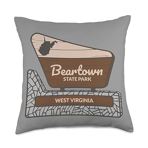 Beartown State Park West Virginia WV Souvenirs Beartown State Park West Virginia Welcome Sign Souvenir Throw Pillow, 18x18, Multicolor
