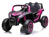 Asiento de piel Mamido Coche infantil Buggy UTV Racing 4x4, 12 V, 10 Ah, 180 W, color rosa