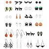 24 Pairs Halloween Stud Earrings Sets Bat Cat Witch Stud Earrings Set Spider Web Pumpkin Ghost Drop earrings Halloween…