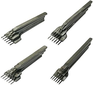 Pirhosigma 1/2/4/6 Prong Leather Graving Craft Hole Lacing Punch Punching Chisel DIY Stitching Tool Set 3,4,5,6 MM (3 MM)