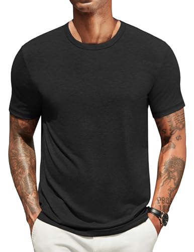 COOFANDY T Shirt Herren Kurzarm Sommer Tshirt Rundhals T-Shirt Unterhemd Einfarbig Basic Tshirt für Männer