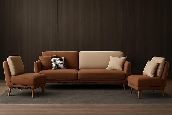 Image of A to Z Furniture Classic Chesterfield Sofa Set Luxury Chesterfield Sofa in for Home Living Room & Office (3+1+1=5 Seater Sofa Brown & Beige)