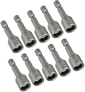 Saipor 10pcs 1/4'' Hex Shank Power Nut Driver Bit Set 8mm Impact Nut Setter Socket Driver Drill Bit Set, 42mm Length