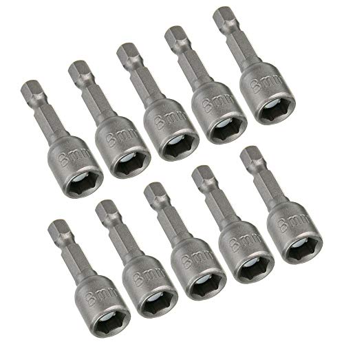 Saipor Lot de 10 clés à douille magnétiques de 8 mm - Douille 1/4" - Pour perceuse ou visseuse sans fil (acier au chrome vanadium) Cover