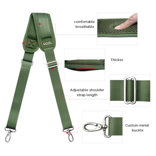 59 Inch Shoulder Straps, Soft with Ultra-Thick Fixed Shoulder Pad, Two Way Independently Adjustable Buckle Replacement Straps for Laptop Bag Messenger Bag Tool Bag Luggage,Green2