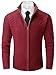 Runcati Mens Zip Up Cardigan Sweater Casual Stand Collar Textured Knit Ribbed Chunky Sweaters Burgundy