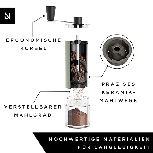 LARS NYSØM Kaffeemühle manuell | Coffee grinder aus Edelstahl mit manuell verstellbarem Keramikmahlwerk für… – Bild 4