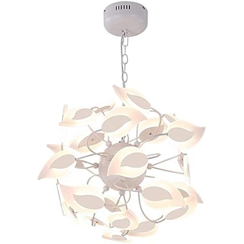 Modern Creative Crystal Chandeliers, Led Lamps Pendent Lamp with Tri-Color Light,Adjustable Length Ceiling Light for Living Room Dining Room Bedroom,White Cover