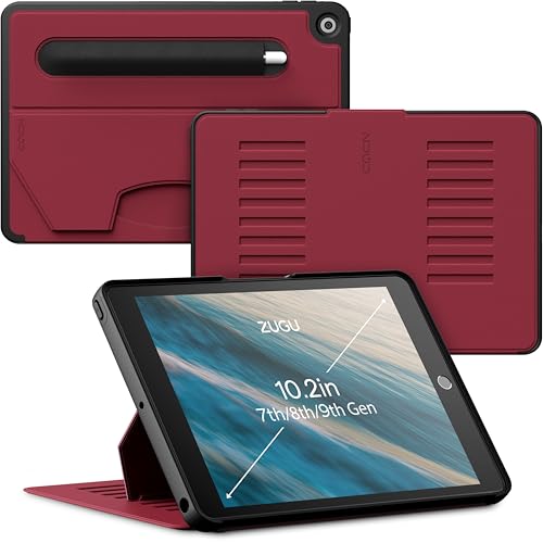 ZUGU Case for 10.2 Inch iPad 9th Generation Case 7th / 8th Generation (2021/2020/2019), Protective, Thin, Sleek Design, Magnetic Stand, Sleep/Wake Cover, Magnetic Cover, Red