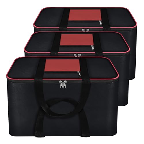 Storite 3 Pack Moisture Proof Nylon Underbed Storage Bag For Clothes Large (54x46x28 cm, Black) Rectangular