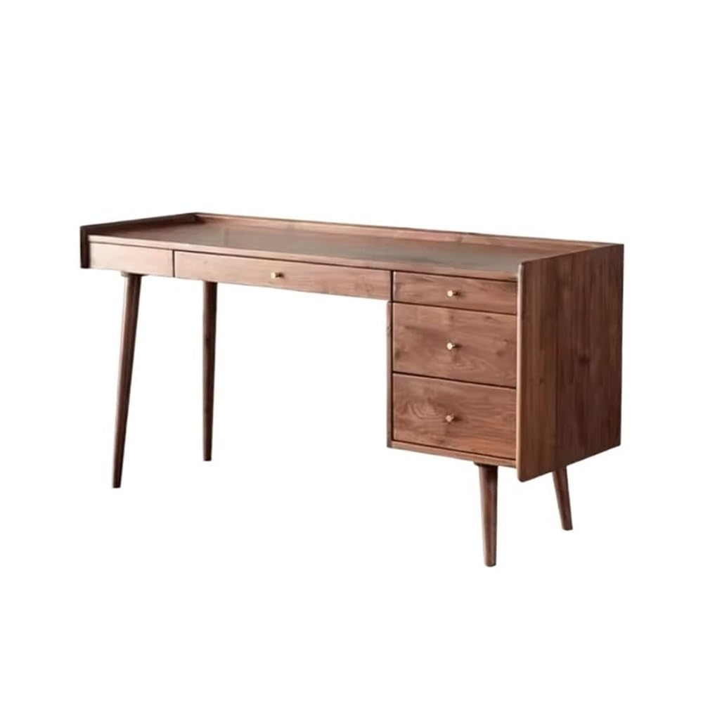 Standing Desk Walnut Wood Laptop Desk Writing with Storage Modern Home Office Workstation with 4 Drawers 180cm