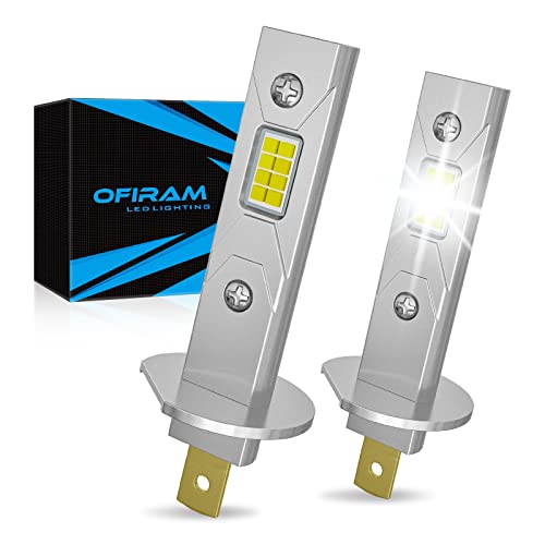Ofiram H1 Led Headlight Bulb, 1:1 Mini Size H1 Led Fog Light Bulbs Plug And Play High And Low Beam Headlights 500% Brighter 16000Lm 6500K Cool White Headlights Conversion Kit(Pack Of 2) #TOP5