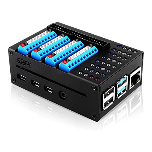 Caja de metal para Raspberry Pi 4B con cable de 40 pines y luces LED indicadoras de placa G4B