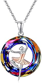 Ballerina Necklaces for Women, 925 Sterling Silver Gymnastics Ballerina Dance Pendant Necklace Jewelry Gifts for Teens Girls