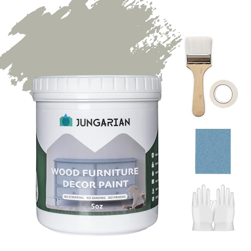 Jungarian Furniture Paint Kit 5oz with Tools - Water-based & Low Odor No Sanding No Priming- Matte Finish Indoor Outdoor Wood Paint for Cabinets, Doors, Tables and Dressers, Clary Sage
