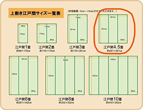 イケヒコ い草 ラグ 不知火 江戸間4.5畳 約261×261cm 日本製 上敷き カーペット 市松織 ヒバ加工 #6300134 [2]