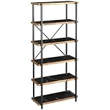 タマリビング(Tamaliving) アイアン×木製 シェルフ FJシリーズ 幅78cm ダークグレー（石目柄） 6段ラック 収納 50006510