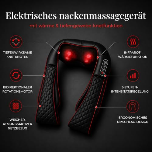 Essy Shiatsu Nackenmassagegerät mit Wärme, Schulter, Rücken, Beine – Ansicht 3