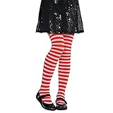 Red and White Striped Kids Tights - Child M/L