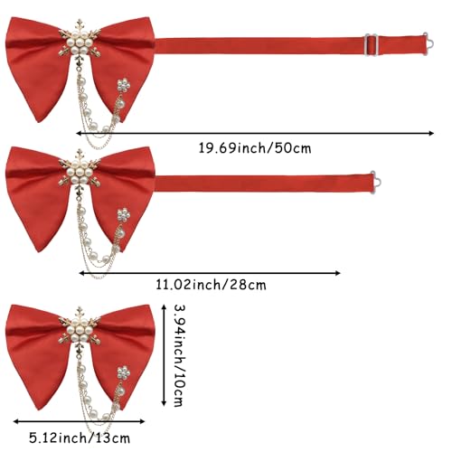 Image of Oversized Bow Ties for Men, Adjustable Bow Tie Pre-tied Bowties Pearl Decoration Bowtie for Tuxedo Wedding Party Prom