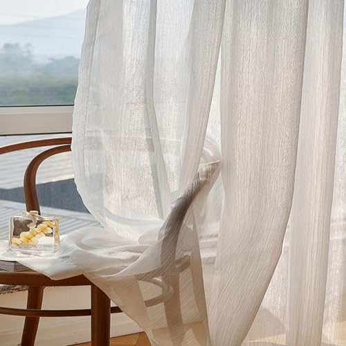 ZBYXPP Tende trasparenti con piega pizzicata, 1 pannello Tende semitrasparenti moderne Drappo per finestra in misto rayon per soggiorno camera da letto(White,1 * 34Wx88L)