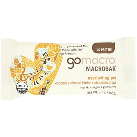 GoMacro MacroBar, Organic Vegan Protein Bar, Coconut, Almond Butter + Chocolate Chips, 2.3 Ounce Cover