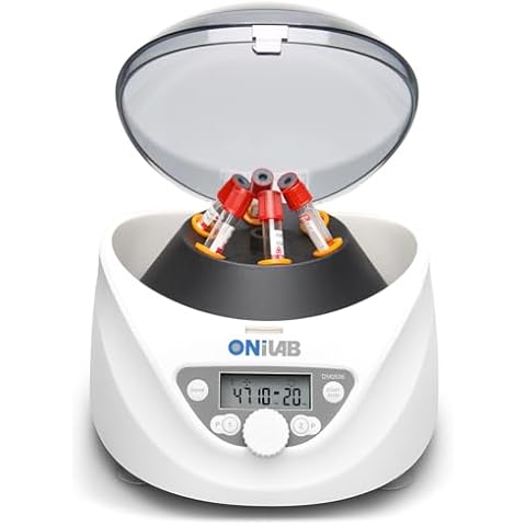 ONiLAB Lab PRP Benchtop Centrifuge 6x15mL/10mL/7mL/1.5-5ml, 300-5000rpm(Max. 2600xg RCF),LCD Digital Desktop Lab Centrifuge Timer 30sec-99min, Two Quick Start Programs Cover