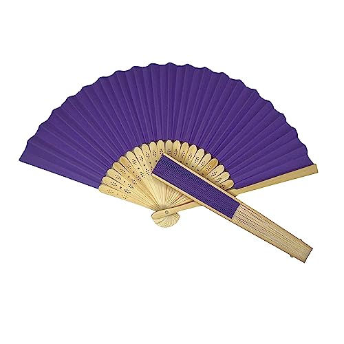Parev Abanico de madera de bambú plegable de papel morado