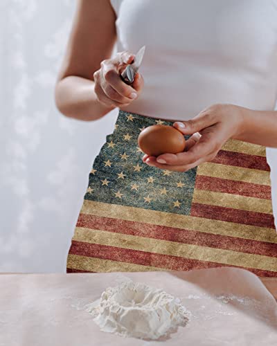 Yun Nist Waist Apron Server Aprons,Retro American Flag Stars Kitchen Women Apron With Pockets For Cooking Waitress #TOP2