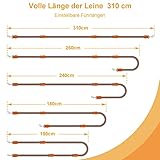Hundeleine Doppelleine für Kleine Mittelgroße Hunde Führleine 3m Verstellbar mit 2 Karabiner Leine Hund Übungsleine Dog Lead Multifunktionale 3 Meter lang x 1,0 cm Braun