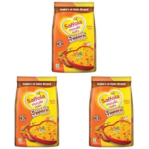 Image of Saffola Masala Oats| 1kg | Classic Masala | Tasty, Anytime Snack | Ready in 3 mins | Millets Goodness- with Bajra & Jowar | No maida, No added preservatives | helps manage weight (Pack of 3)