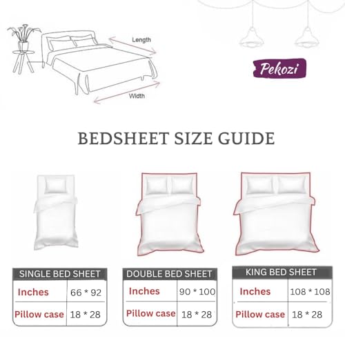 Image of Geometric Bedsheet for Double Bed King Size Cotton, 1 Pure Cotton King Size Bedsheet with 2 Pillow Covers 108x108 Inches | 210 TC Super King Size Bedsheet (Blue)