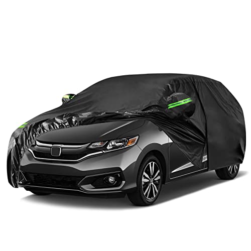 Image of Waterproof Car Cover Replace for 2009-2020 Honda Fit, 6 Layers All Weather Custom-fit Car Cover with Zipper Door & Windproof Strap for Snow Rain Dust Hail Protection (Fit)