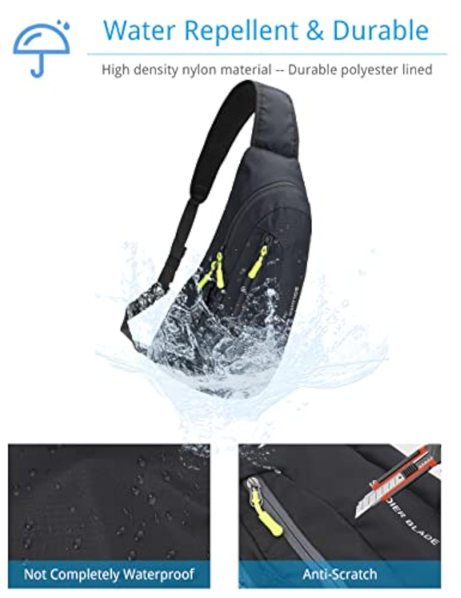 Lightweight Water Repellent Sling Backpack for Travel