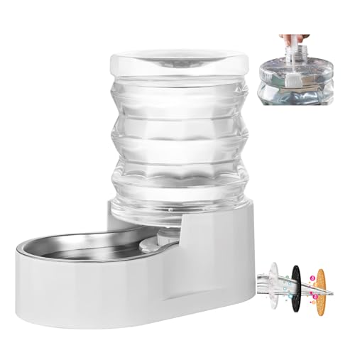 RIZZARI Dog Water Bowl Dispenser: 5L Large Automatic Stainless Steel Gravity Feeder with Specialized Brush and Triple Filter - for Cats with Joint Spine Pain - for Kitchen Bedroom