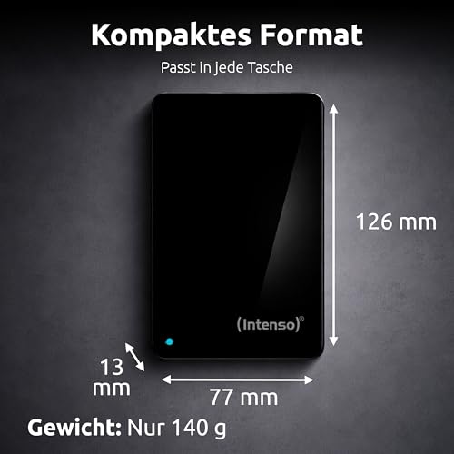 Intenso 2,5\ Portable Hard Drive 1TB - Externe Festplatte mit Super Speed USB 3.2 Gen 1x1 – Schneller Speicher im kompakten Design, 5400 U/min, 8 MB Cache, Plug & Play, Certified refurbished, schwarz