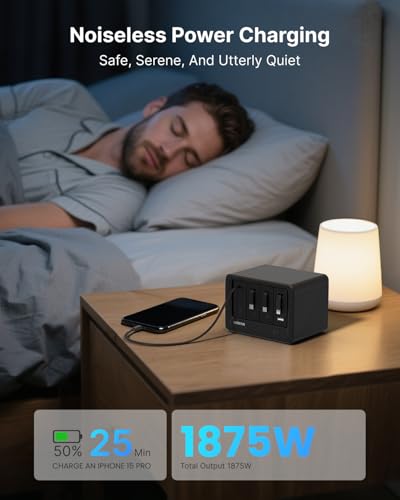 Image of Gitryin 12-in-1 Desktop Charging Station with 3 Retractable Type-C Chargers and 1 Lightning Charger, 160W USB-C Charging Hub with 33.5in Cable, 4 AC, 1 USB A Port, 3 USB C Ports