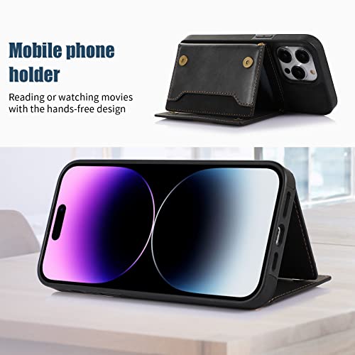XYX Capa carteira para iPhone 14 Pro Max 6,7 polegadas, alça transversal de couro PU bloqueio RFID p
