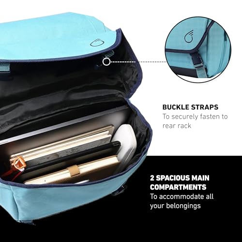 sixthreezero Doppelseitige Fahrradtasche für Heckträger, wasserdichte Universal-Fahrrad-Doppelpacktasche Aufbewahrungstaschen, Cargo-Kofferraum mit Tragegriff, Babyblau/Marineblau