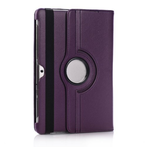 Samsung Tab 2 Case,Flying Horse Lichee Pattern 360 Degrees Rotating Stand Pu Leather Case For Samsung Galaxy Tab 2 10.1 P5100 Auto Sleep/Wake Tablet （Purple） #TOP1