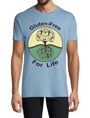 T-shirt homme Gluten Free for Life bleu col rond en coton manches courtes