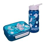 Scooli - Disney Stitch Set de Vaisselle pour Enfants - Set composé d'une boîte à Pain et d'une Gourde - pour Enfants à partir de 4 Ans - en Plastique - sans BPA