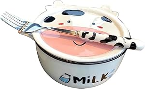 EQEQE Müslischale Suppenschüssel mit Kuhdesign